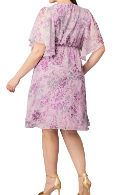 Florence Flutter Sleeve Dress- Wisteria Blooms -Plus