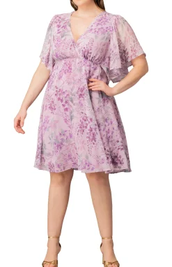 Florence Flutter Sleeve Dress- Wisteria Blooms -Plus