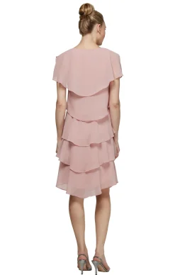 Georgette Tiered Cocktail Dress - Faded Rose