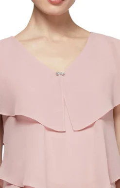 Georgette Tiered Cocktail Dress - Faded Rose - Petite