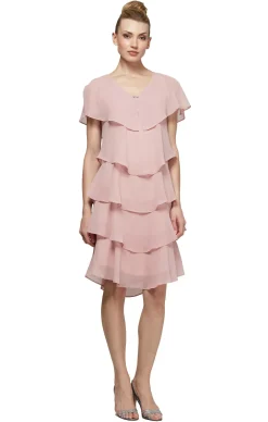 Georgette Tiered Cocktail Dress - Faded Rose - Petite
