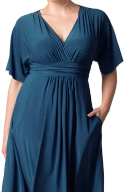 Gia Midi Dress, Teal - Plus