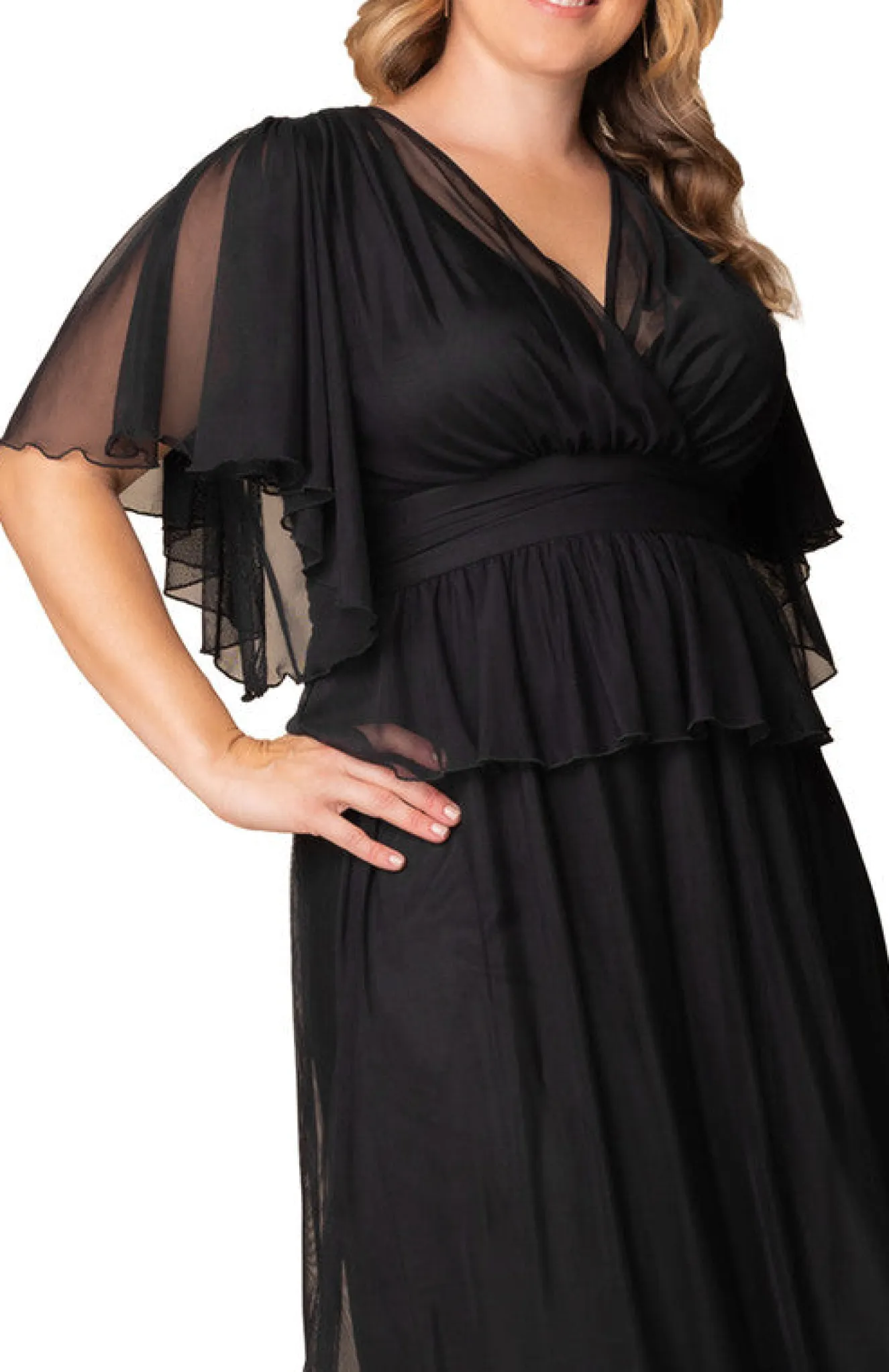 Graceful Tiered Mesh Gown - Plus