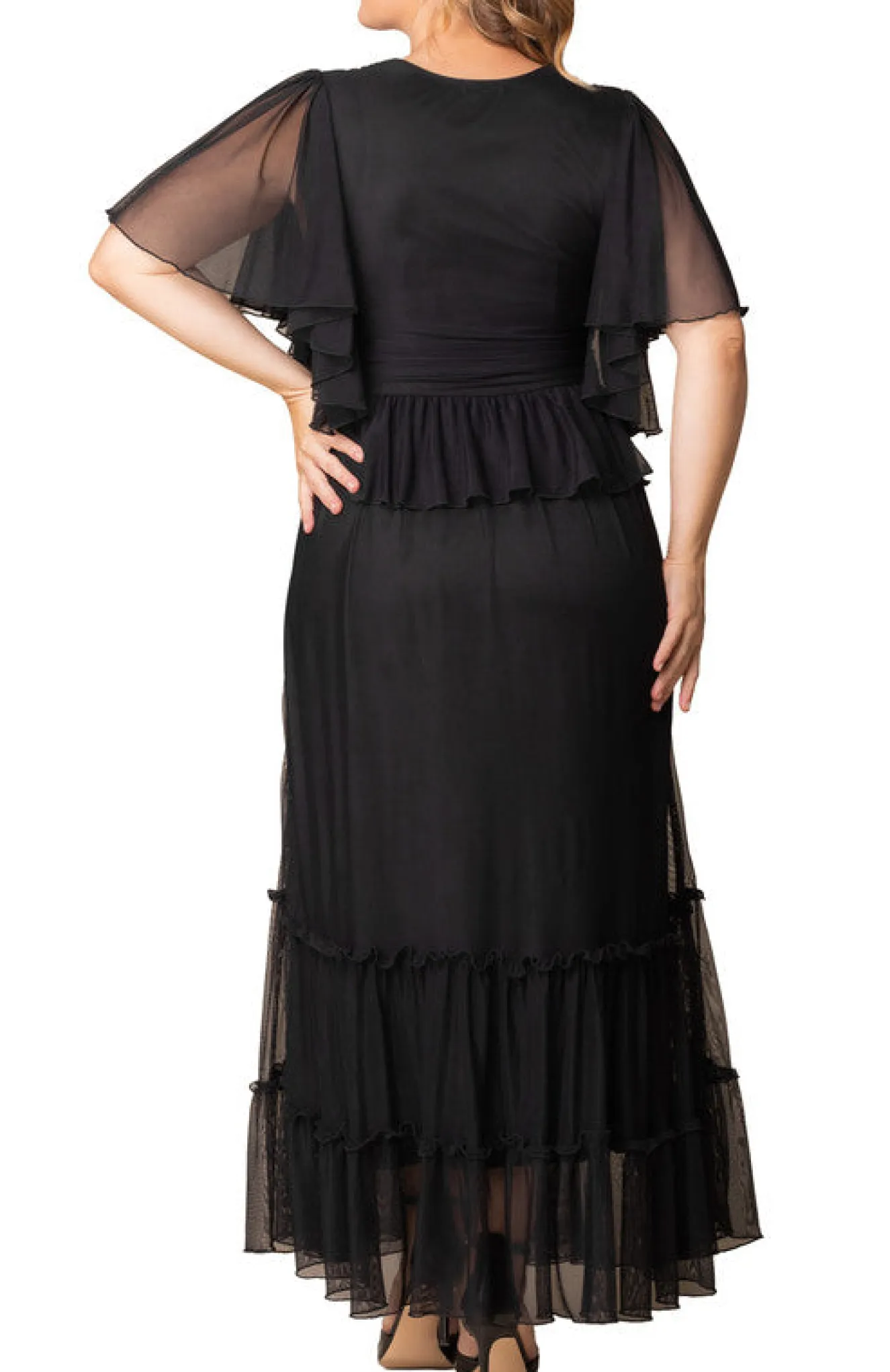 Graceful Tiered Mesh Gown - Plus