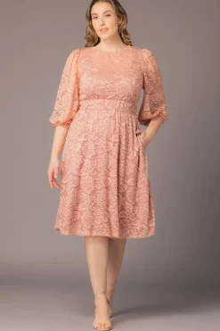 Hepburn Lace Cocktail Dress-Blush Pink -Plus