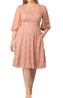 Hepburn Lace Cocktail Dress-Blush Pink -Plus