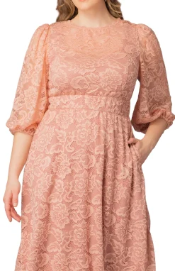 Hepburn Lace Cocktail Dress-Blush Pink -Plus
