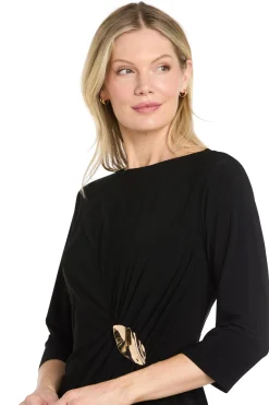 Jersey Side Draped Dress with Hardware- Petite