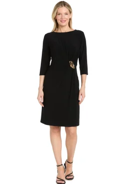 Jersey Side Draped Dress with Hardware- Petite