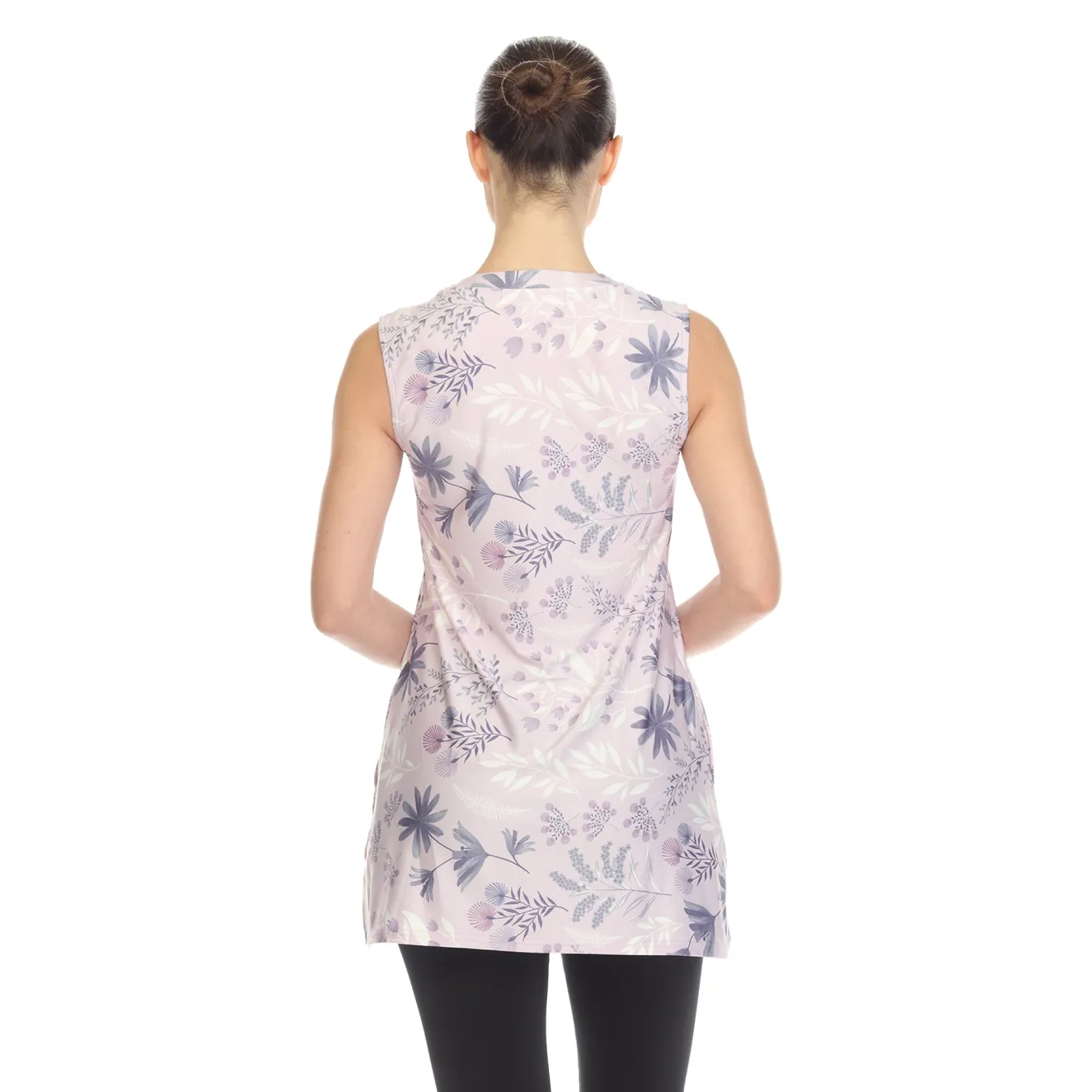 Lavender Floral Sleeveless Tunic Top