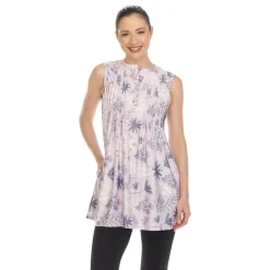 Lavender Floral Sleeveless Tunic Top