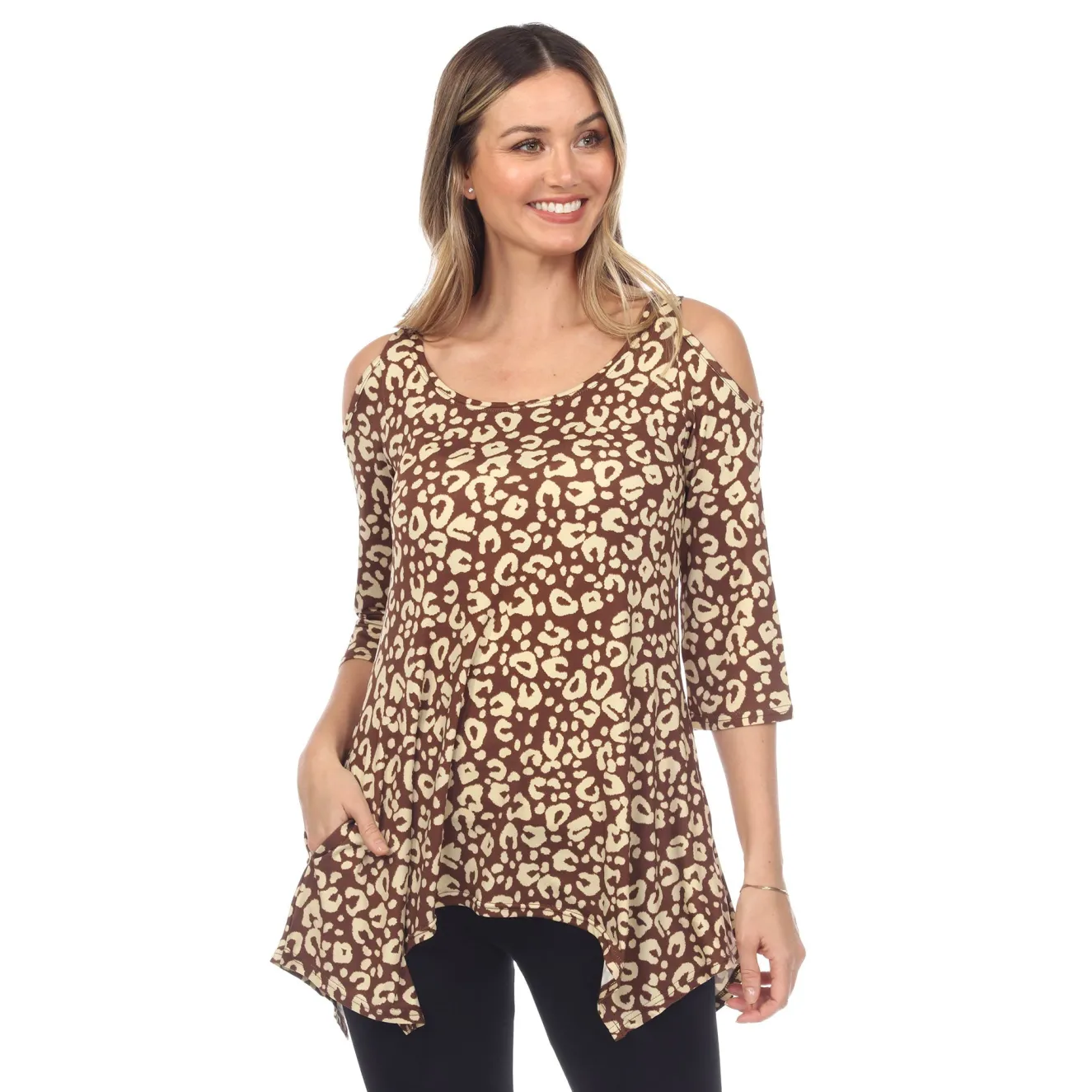 Leopard Cold Shoulder Tunic