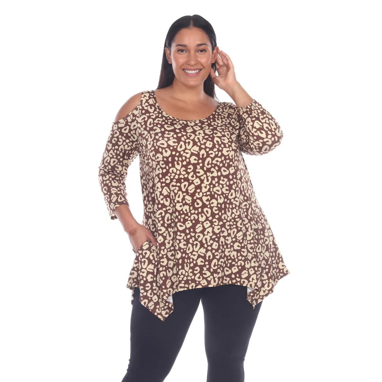 Leopard Cold Shoulder Tunic - Plus