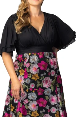 Lillian Embroidered Cocktail Dress - Vibrant Floral - Plus