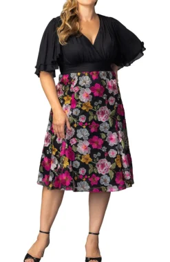 Lillian Embroidered Cocktail Dress - Vibrant Floral - Plus