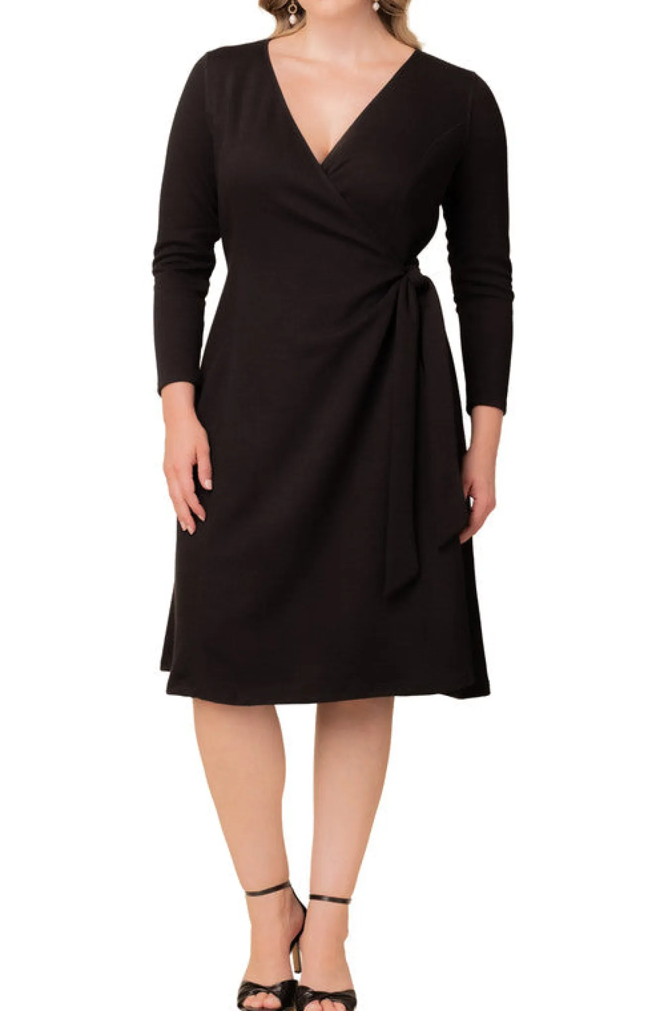 London Sweater Knit Wrap Dress - Plus