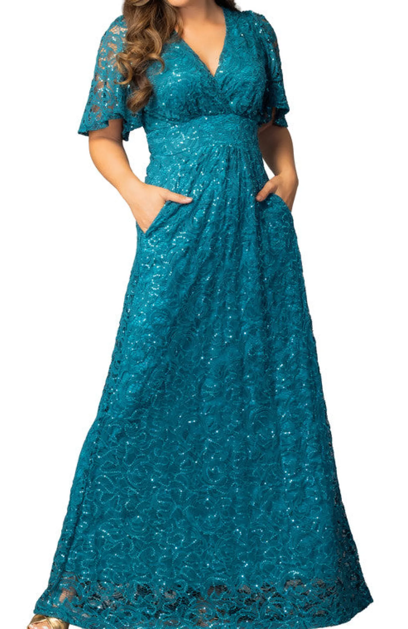 Luminous Sequin Lace Evening Gown