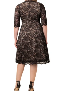 Mademoiselle Lace Cocktail Dress - Black Nude - Plus