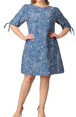 Manhattan Shift Dress - Blue Floral - Plus