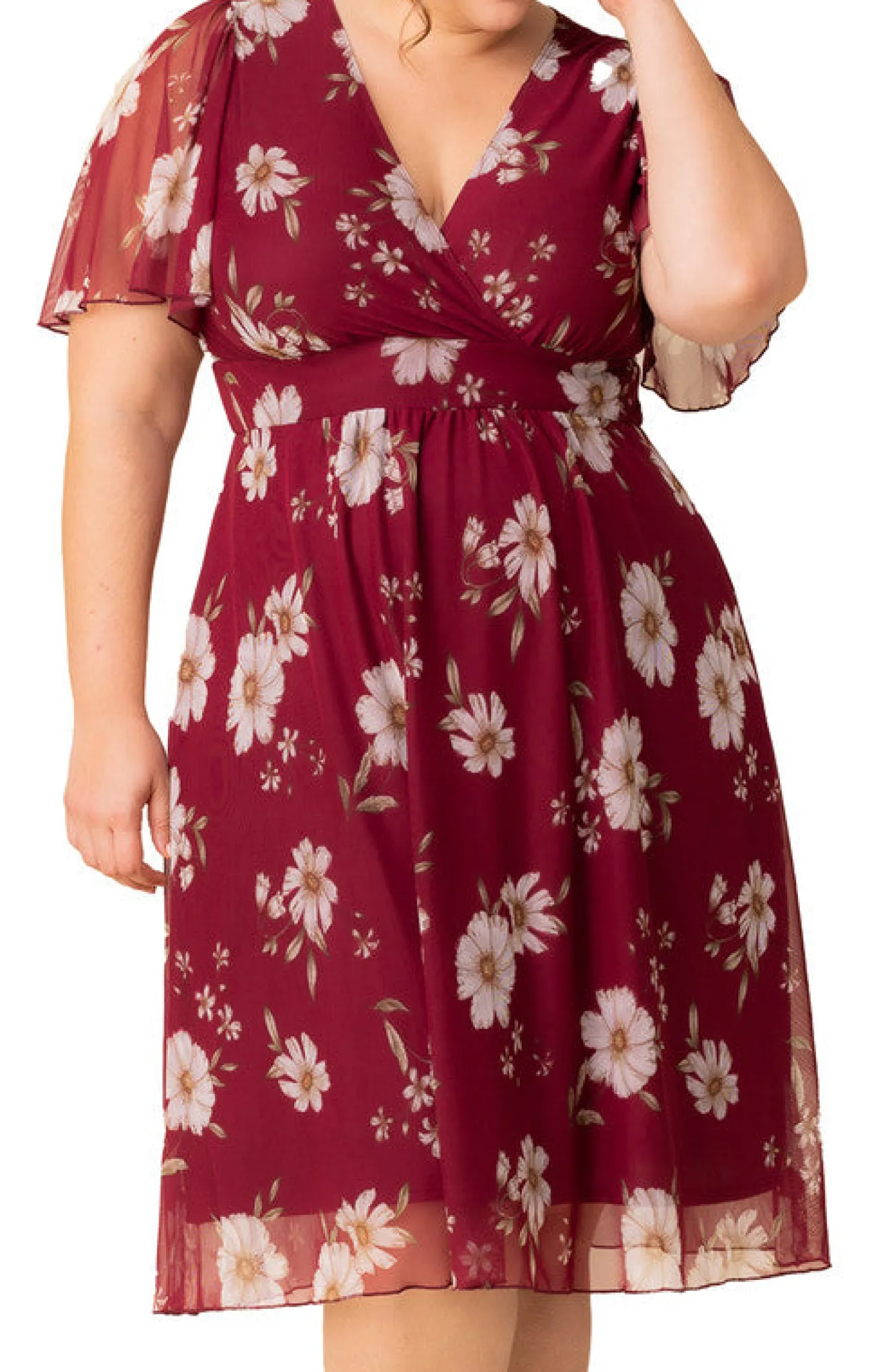 Margot Mesh Cocktail Dress, Floral- Plus