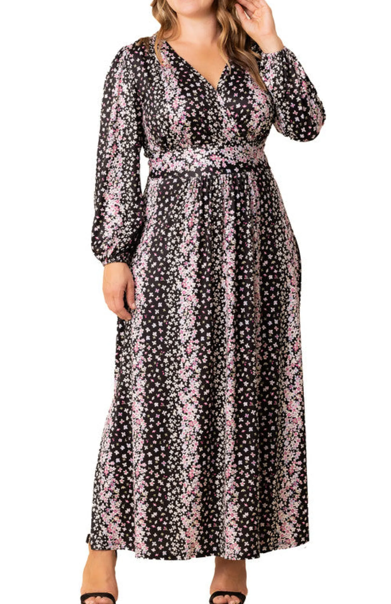 Nightshade Floral Falls Kelsey Long Sleeve Maxi Dress - Plus