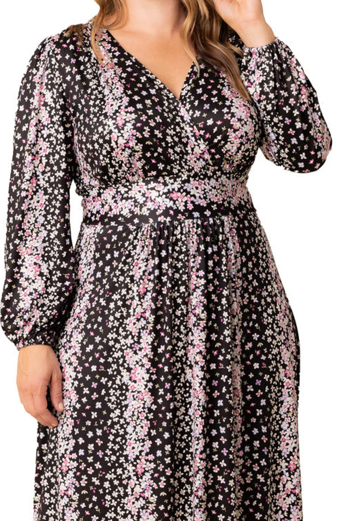 Nightshade Floral Falls Kelsey Long Sleeve Maxi Dress - Plus
