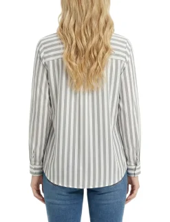 NY Collection Long Sleeve Blouse With Chest Pocket
