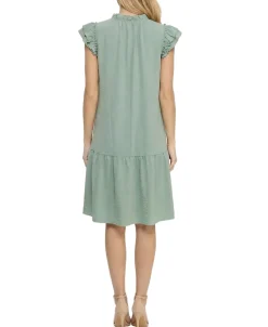NY Collection Petite Flutter Sleeve Flounced Dress