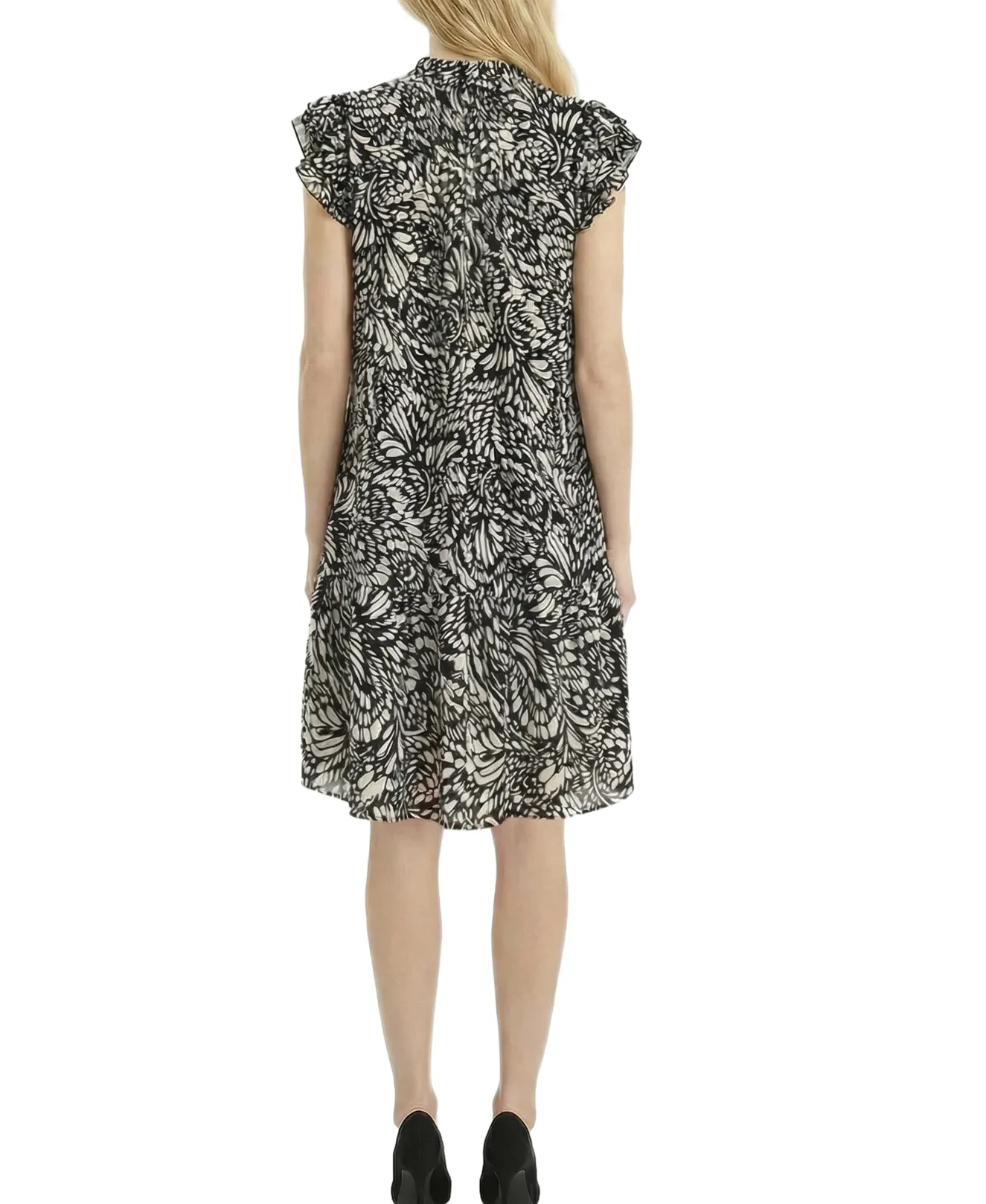 NY Collection Petite Flutter Sleeve Flounced Dress