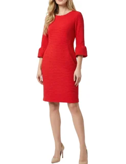 NY Collection Petite 3/4 Sleeve Pearl Detail Dress