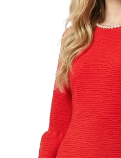 NY Collection Petite 3/4 Sleeve Pearl Detail Dress