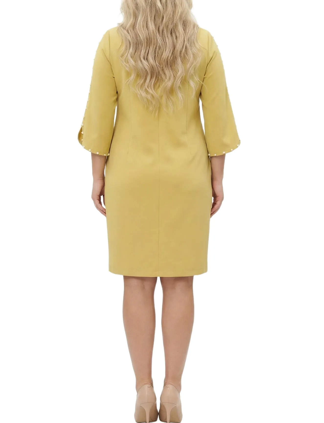 NY Collection Plus Size 3/4 Pearl-Detail Petal Sleeve Dress