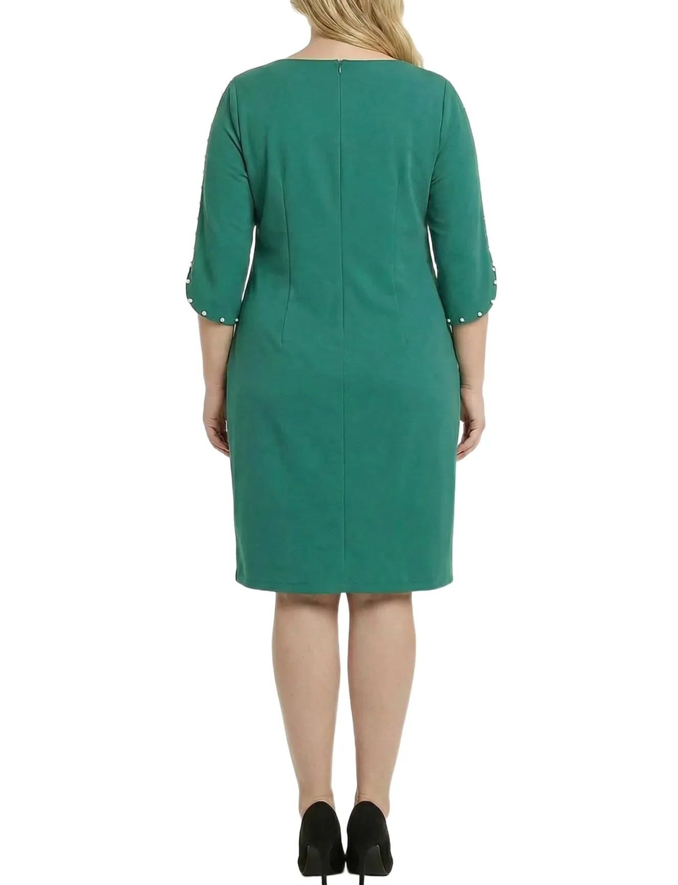 NY Collection Plus Size 3/4 Pearl-Detail Petal Sleeve Dress
