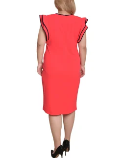 NY Collection Plus Size Ruffle-Sleeve Dress