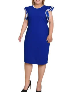 NY Collection Plus Size Ruffle-Sleeve Dress