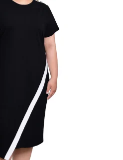 NY Collection Plus Size Short Sleeve Assymetrical Hem Dress