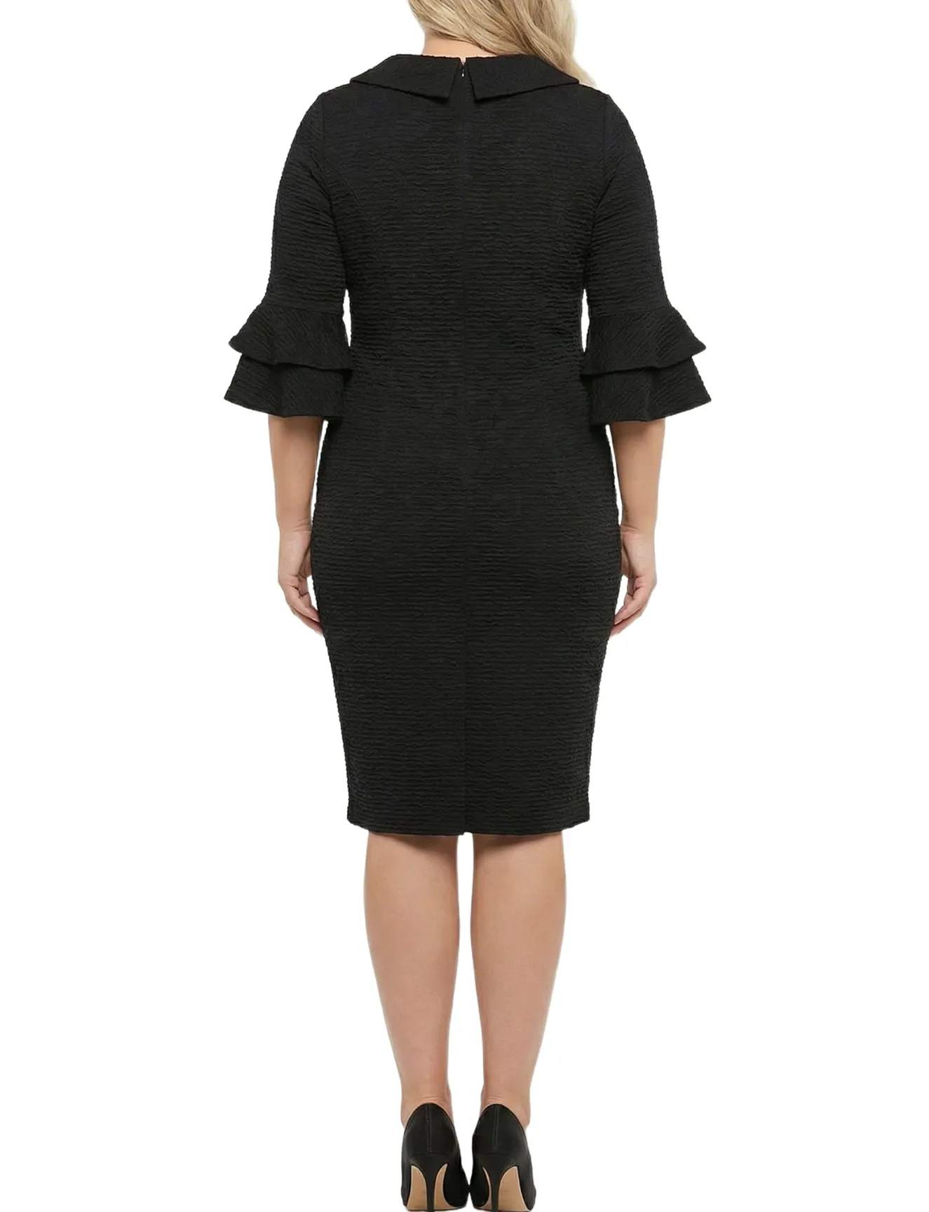 NY Collection Plus Size 3/4 Sleeve Shawl Collar Dress