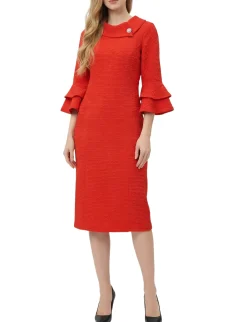 NY Collection 3/4 Sleeve Shawl Collar Dress