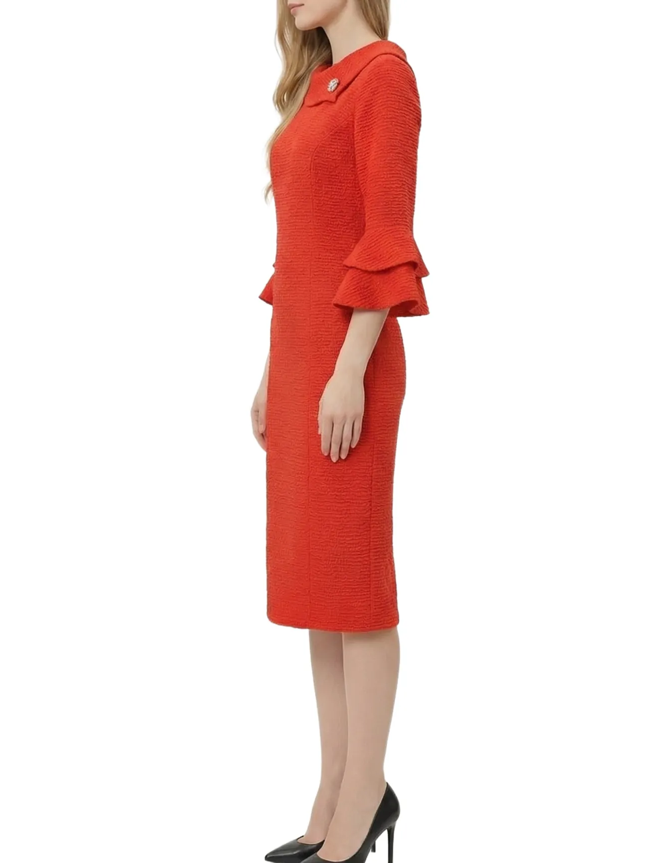 NY Collection 3/4 Sleeve Shawl Collar Dress