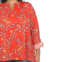 Paisley Button Front Tunic Top - Plus