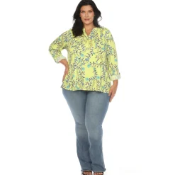 Paisley Button Front Tunic Top - Plus