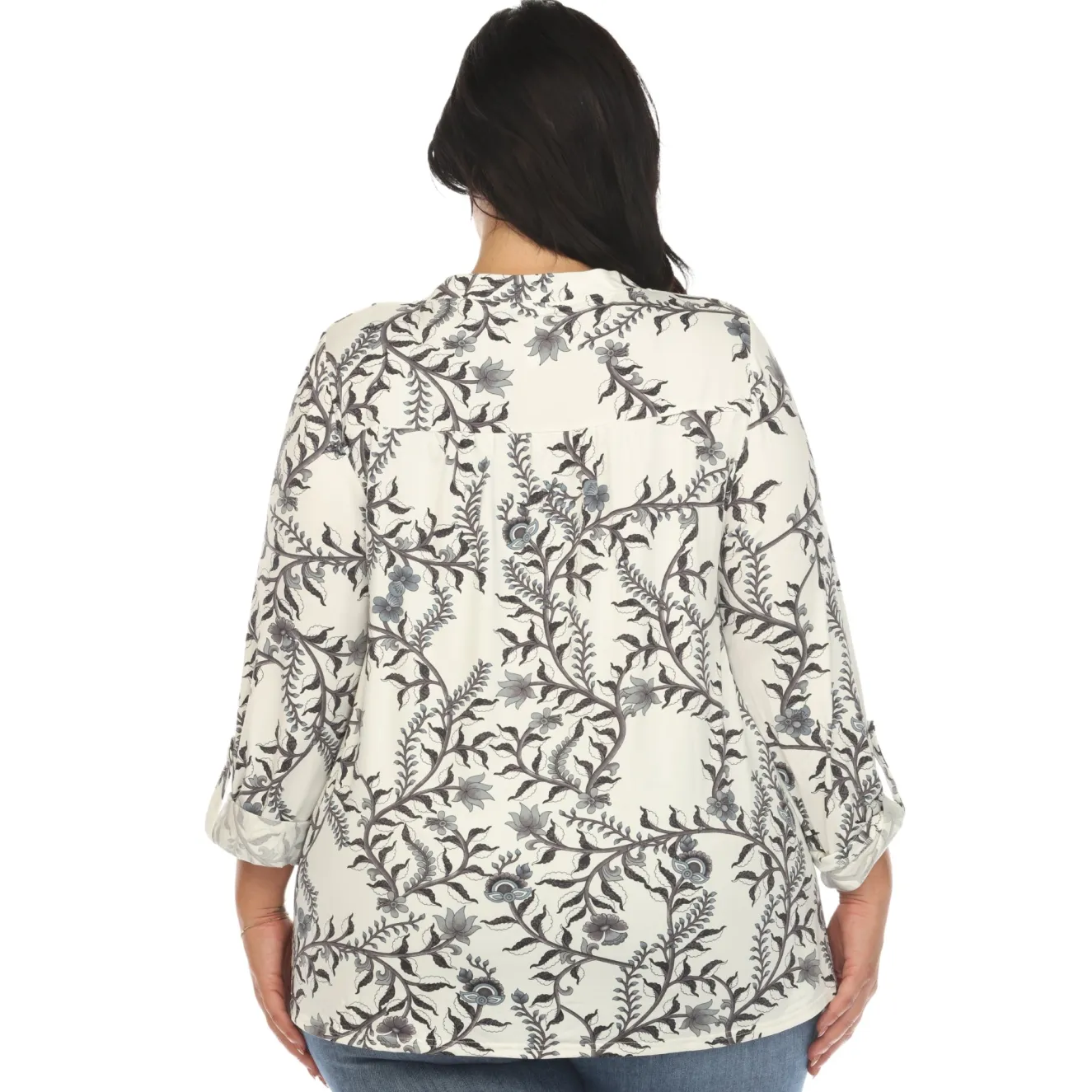 Paisley Button Front Tunic Top - Plus