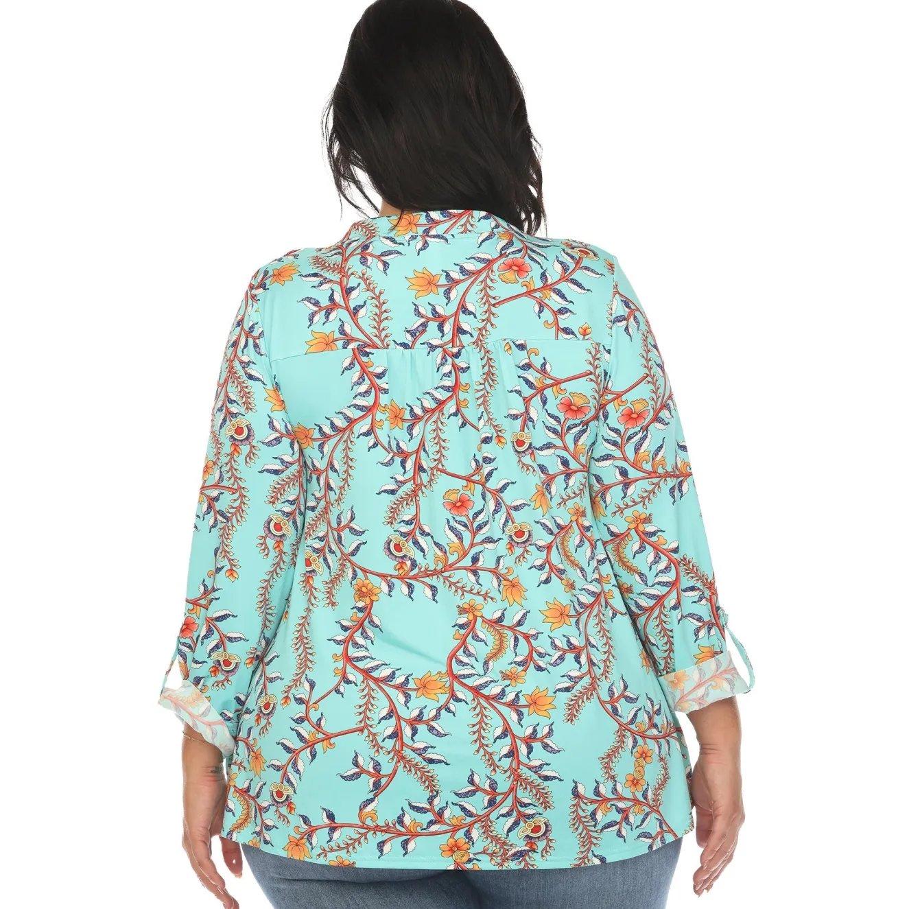 Paisley Button Front Tunic Top - Plus