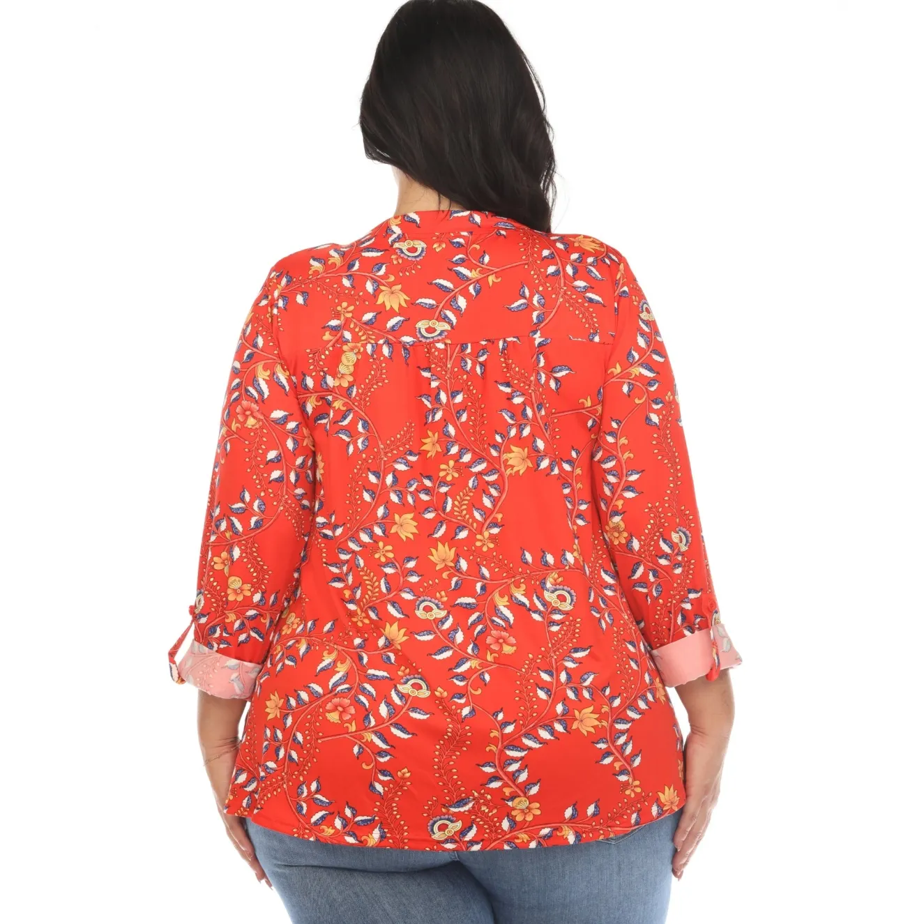 Paisley Button Front Tunic Top - Plus