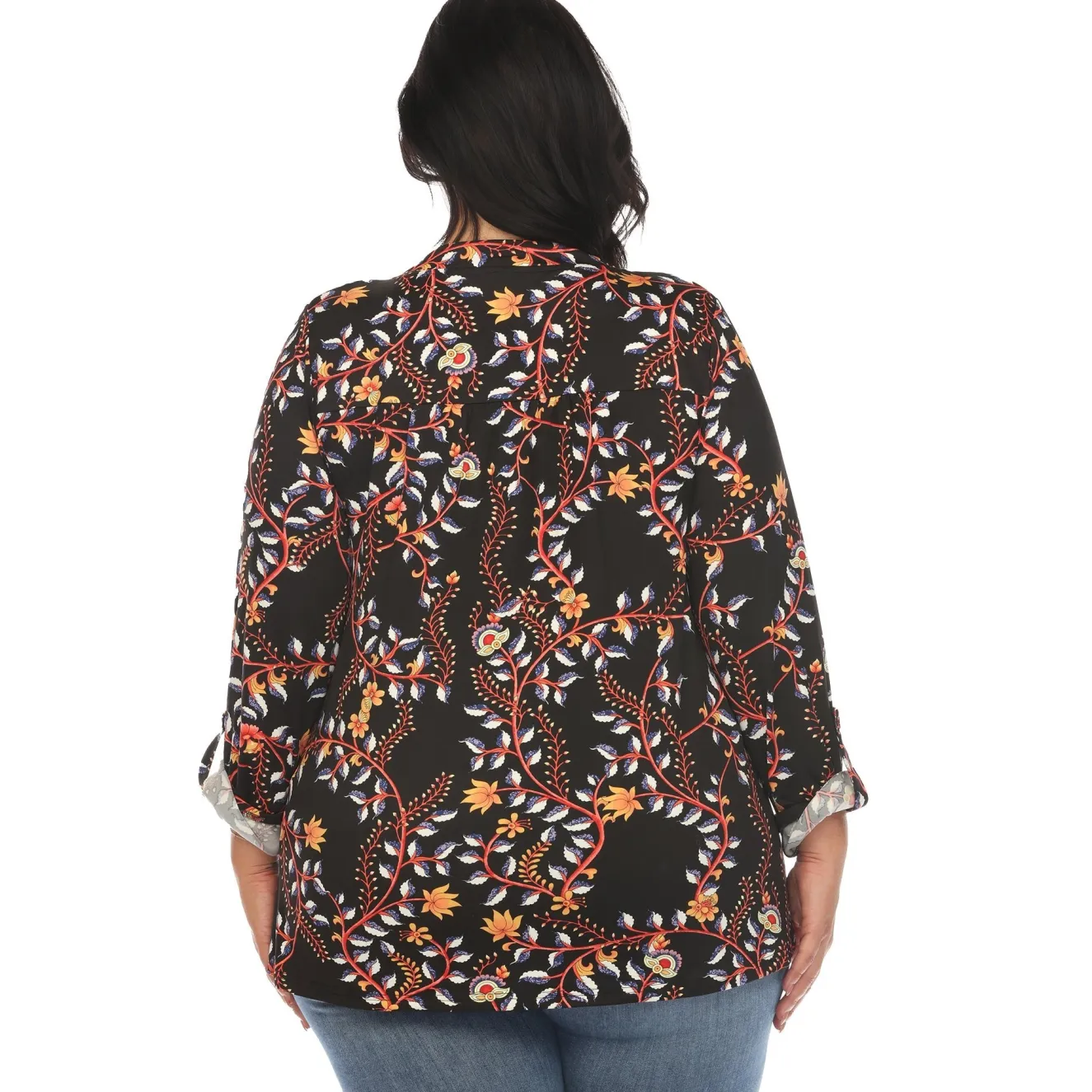 Paisley Button Front Tunic Top - Plus