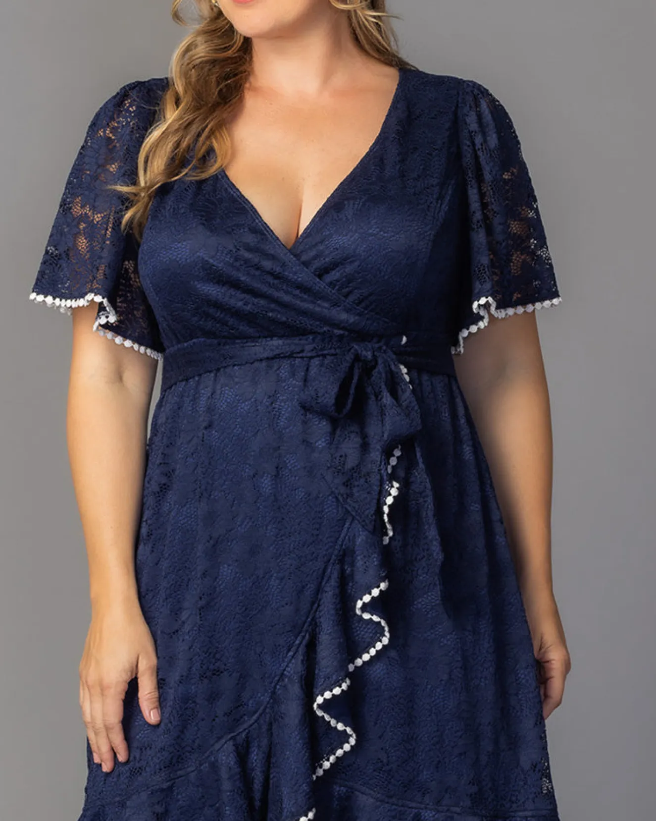 Palermo Lace Faux Wrap Dress - Plus