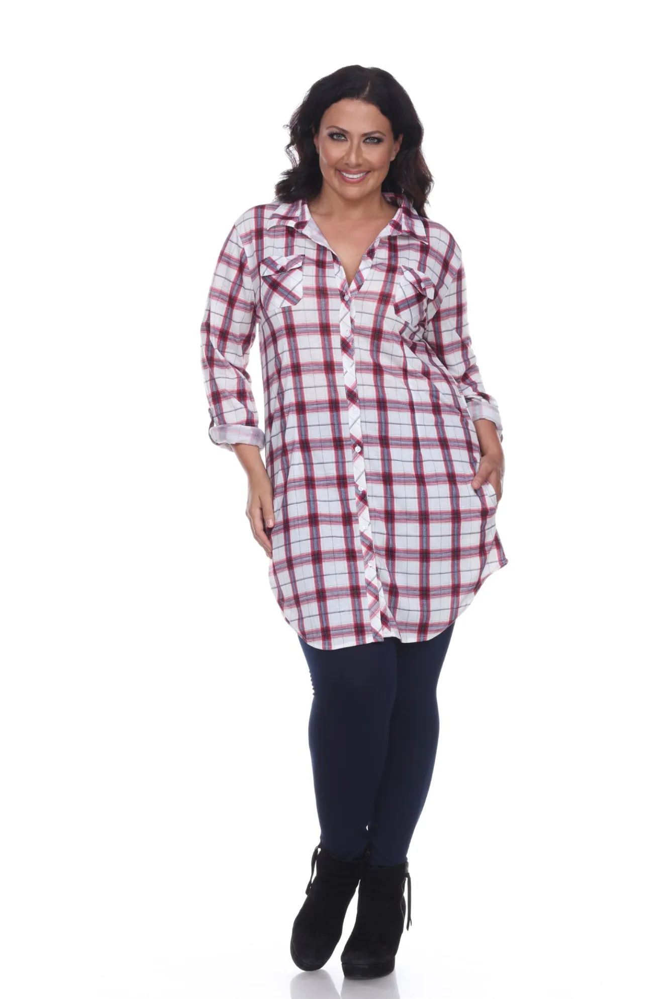 Piper Stretchy Plaid Tunic - Plus