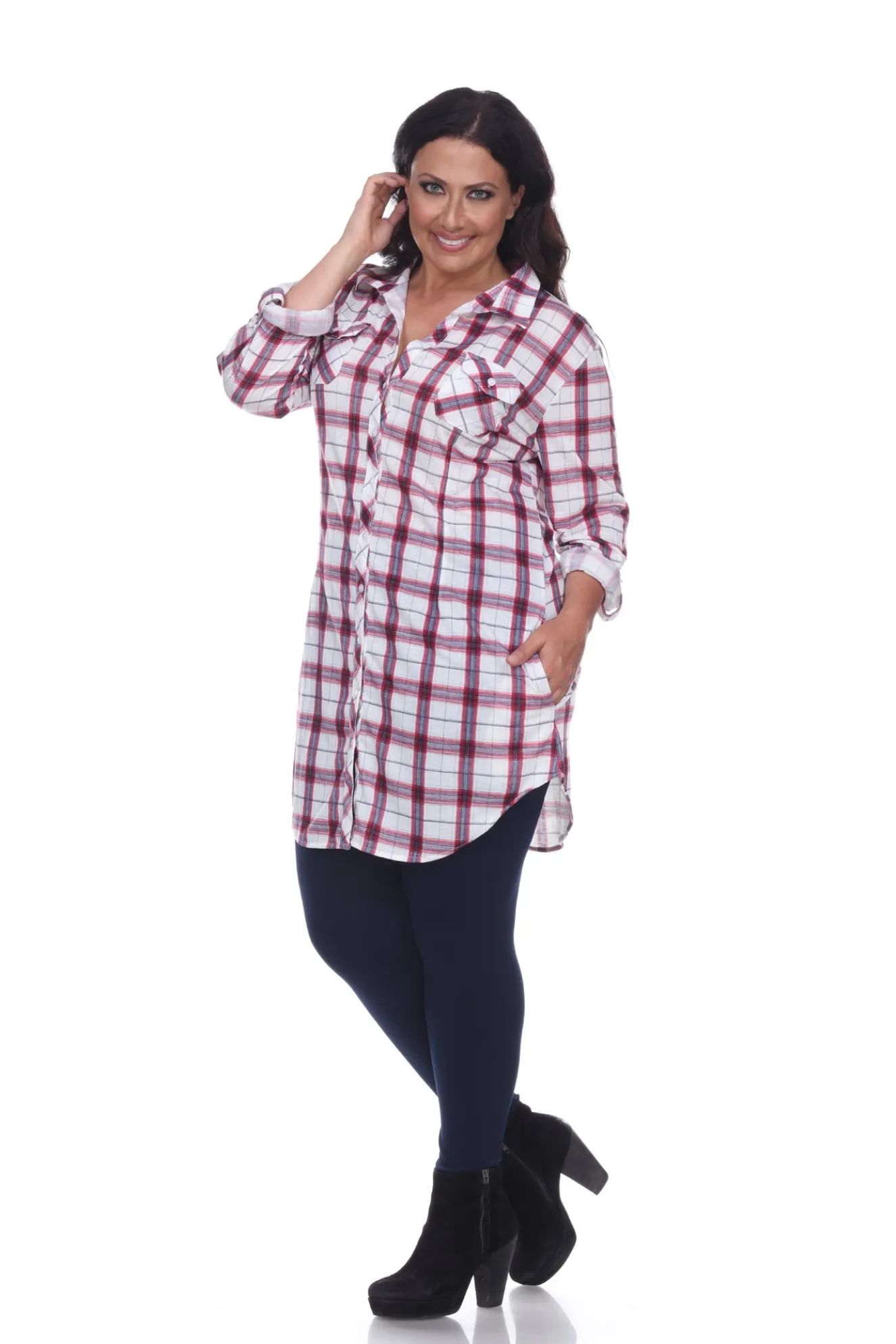 Piper Stretchy Plaid Tunic - Plus