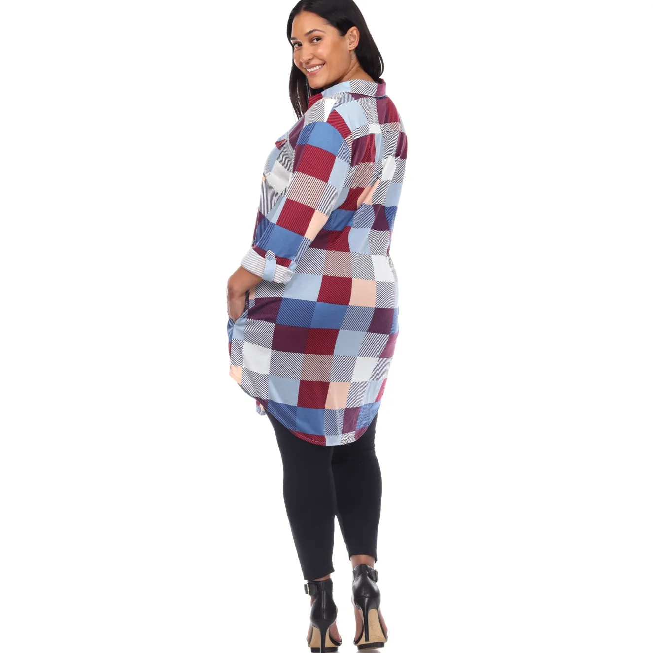 Plaid Tunic Shirt - Plus
