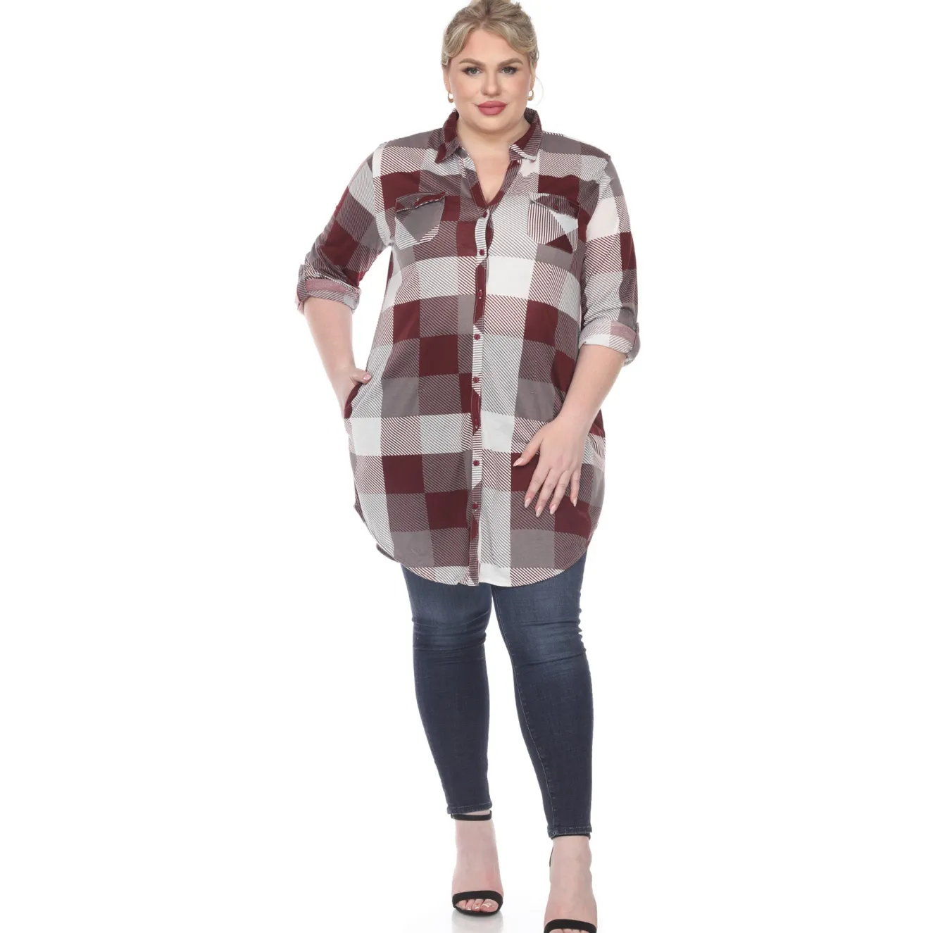 Plaid Tunic Shirt - Plus